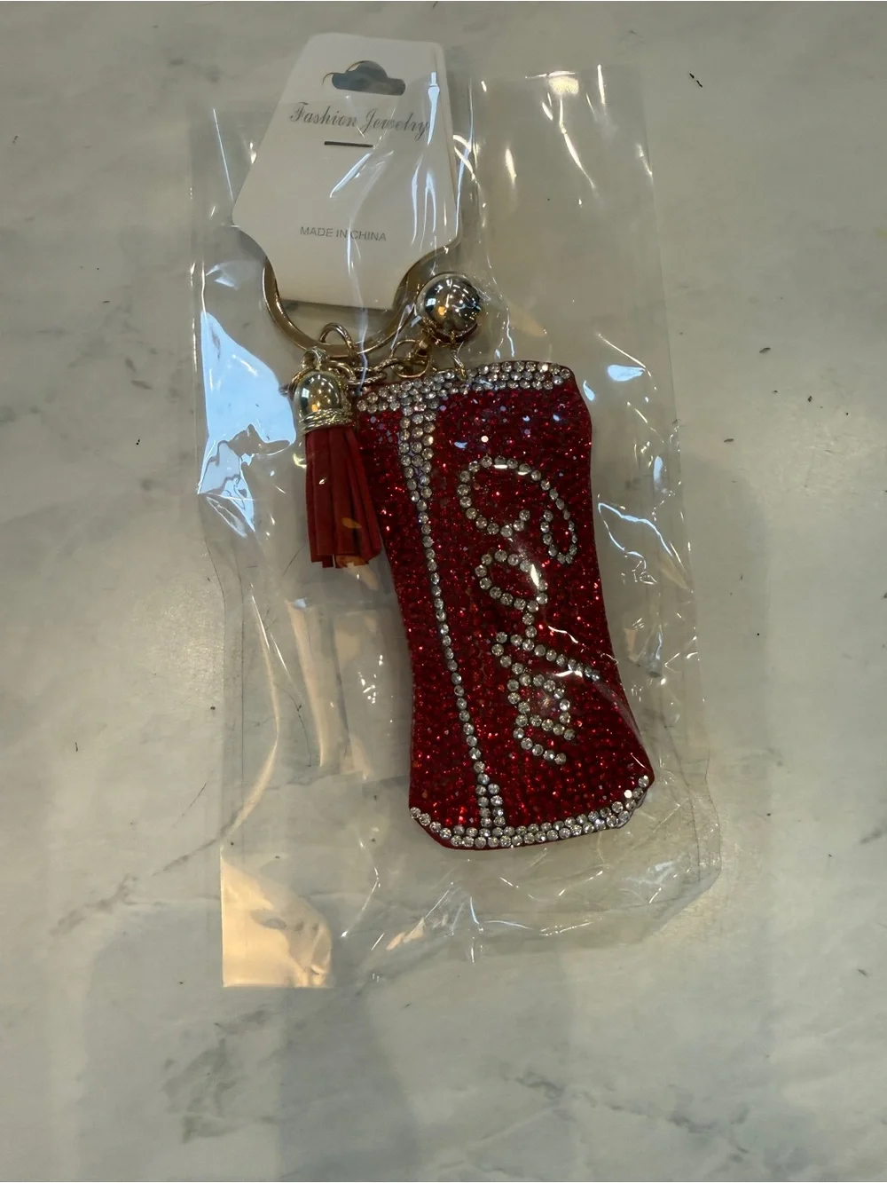 ✨ NWT Bling Rhinestone Coca-Cola Soda Can Puffy Keychain Bag Charm ✨